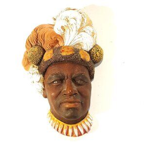 Bossons Chaka Zulu Warrior King Chalkware Africa Vintage 60s Signed